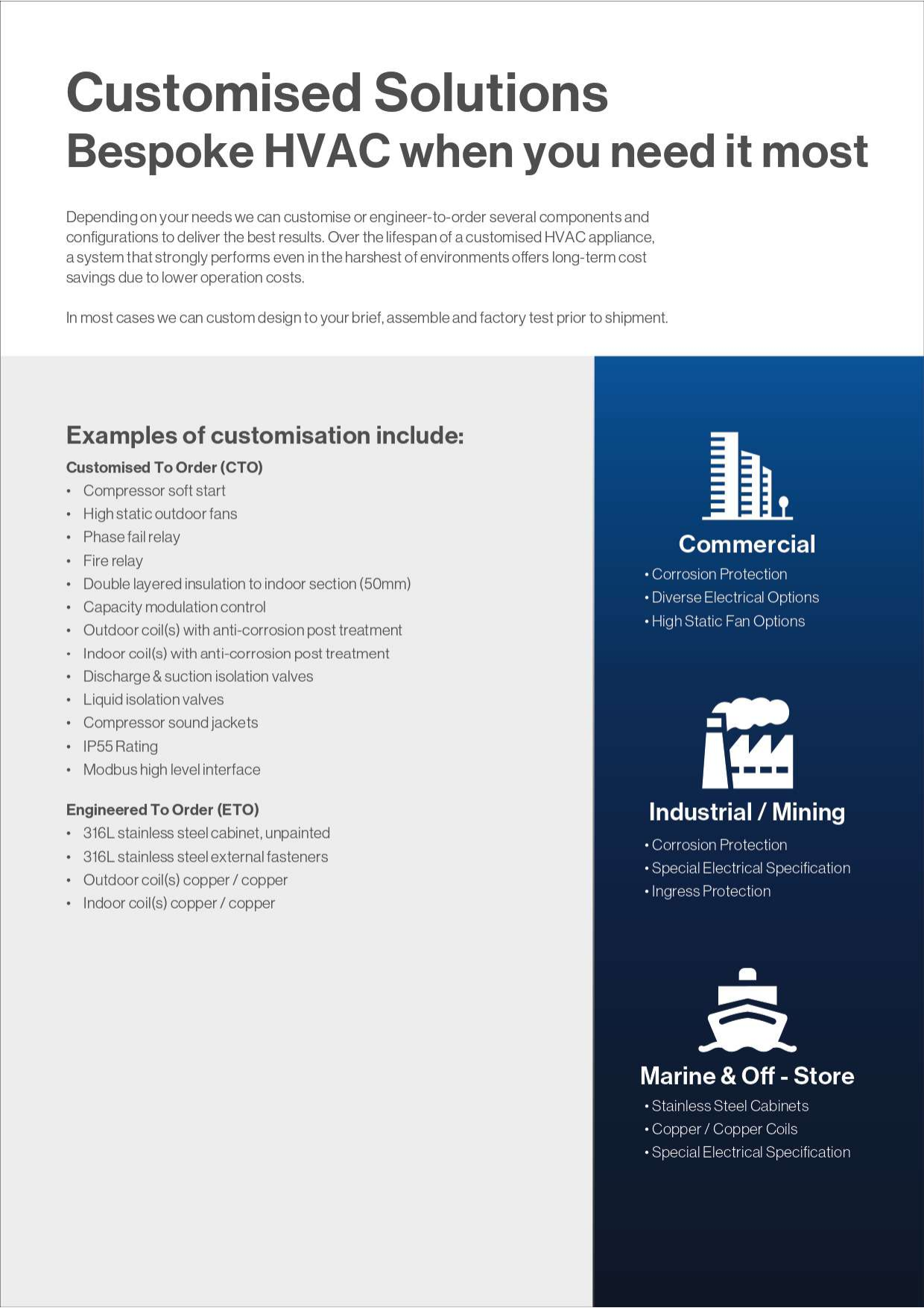 Factory options for demanding projects